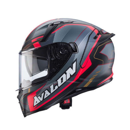 Caberg Avalon X Optic Matt Black/Grey/Red Ful FAce Helmet - 