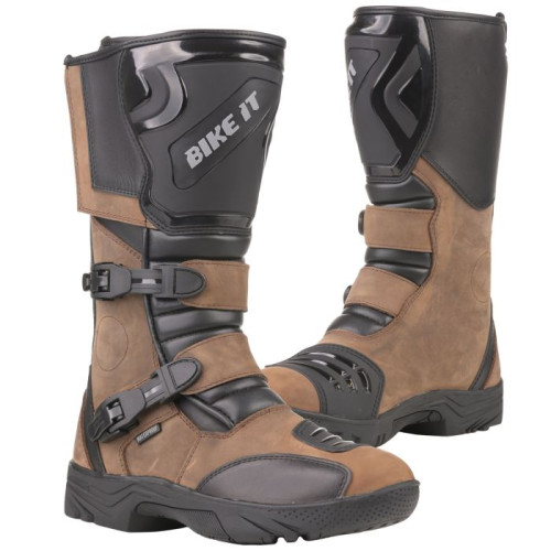 Bike It 'Triple-Black' Motorcycle Adventure Boots (Brown)__