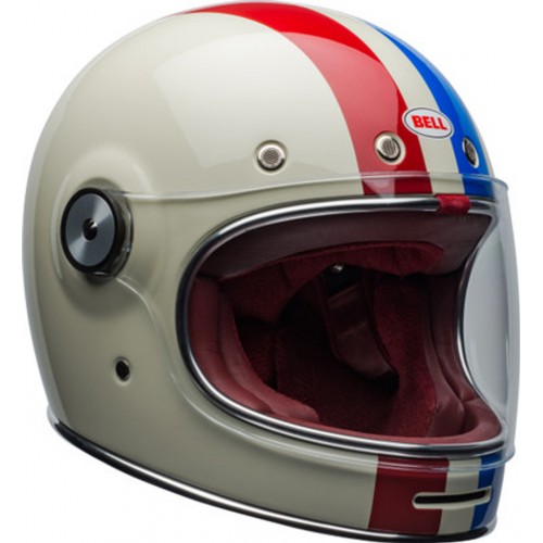Bell Cruiser 2022 Bullitt Adult Helmet (Command Gloss Vintage White/Oxblood/Blue) - 
