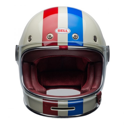 Bell Cruiser 2022 Bullitt Adult Helmet (Command Gloss Vintage White/Oxblood/Blue) - 
