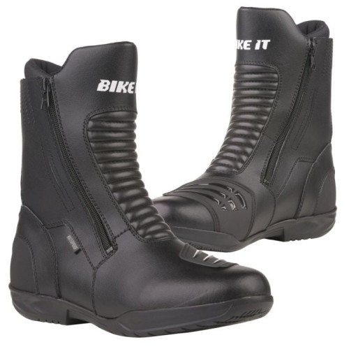 Bike It 'Preto' Black Mid Length Waterproof Motorcycle Boot__