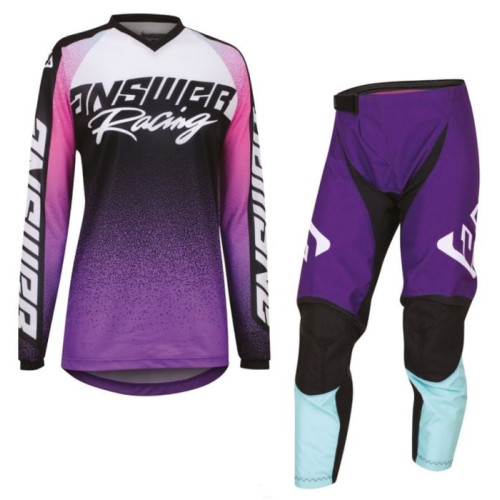 Answer Lady Syncron Prism Motocross Pant & Jersey Kit Purple/Seafoam, XS